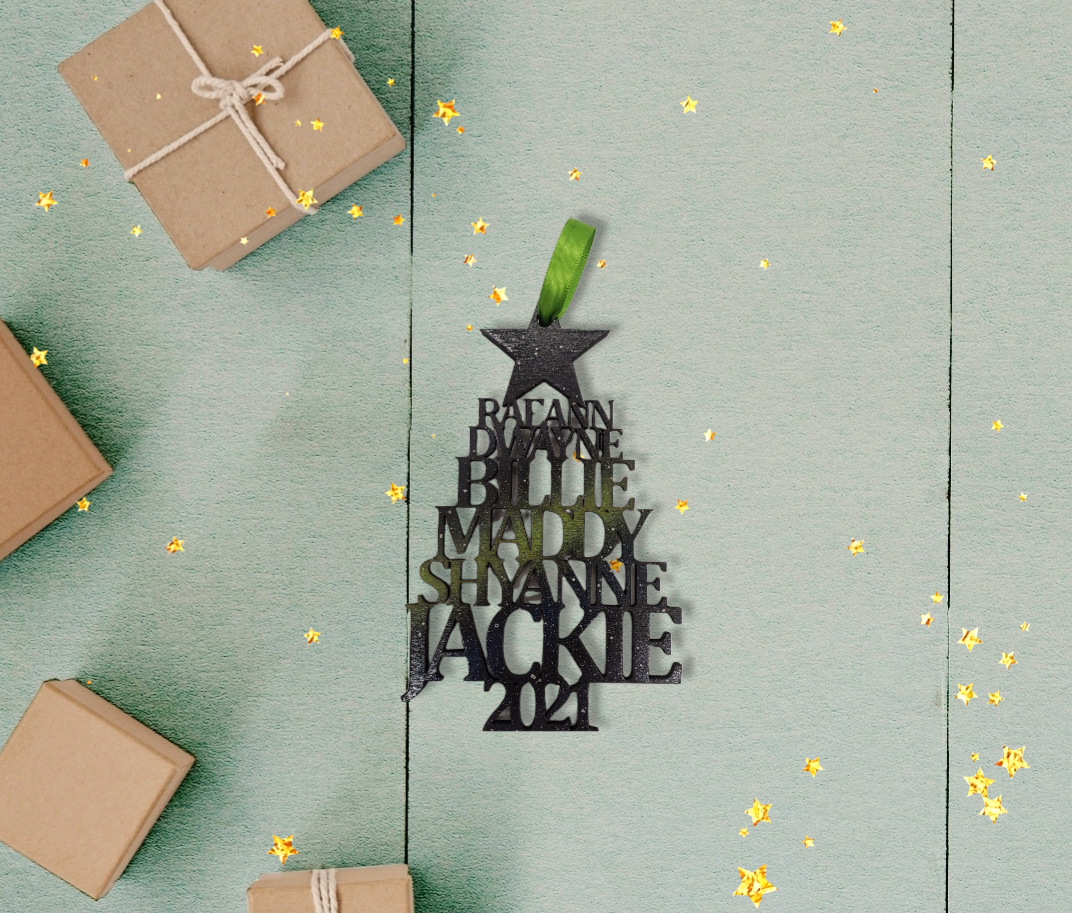 Family Names Ornament - Northern Lights - Natural