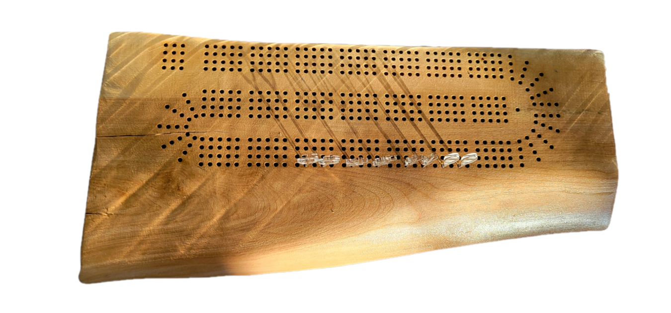 Live Edge Cribbage Board with Custom Pegs
