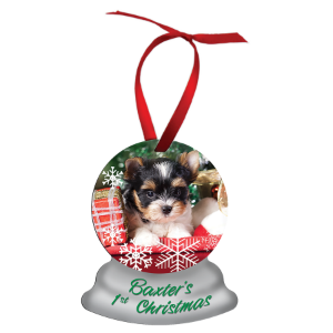 3.75&quot; x 3&quot; 2 Sided Gloss White Aluminum Snow Globe Ornament