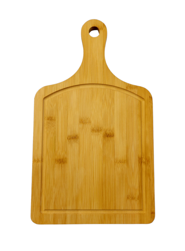 15 1/2&quot; x 9&quot; Bamboo Cutting Board Paddle Shape with Drip Ring