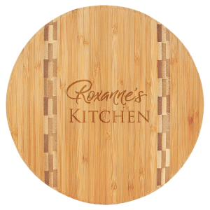9 3/4&quot; Round Bamboo Cutting Board with Butcher Block Inlay