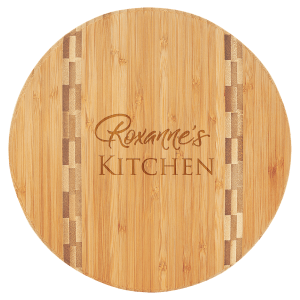 9 3/4" Round Bamboo Cutting Board with Butcher Block Inlay