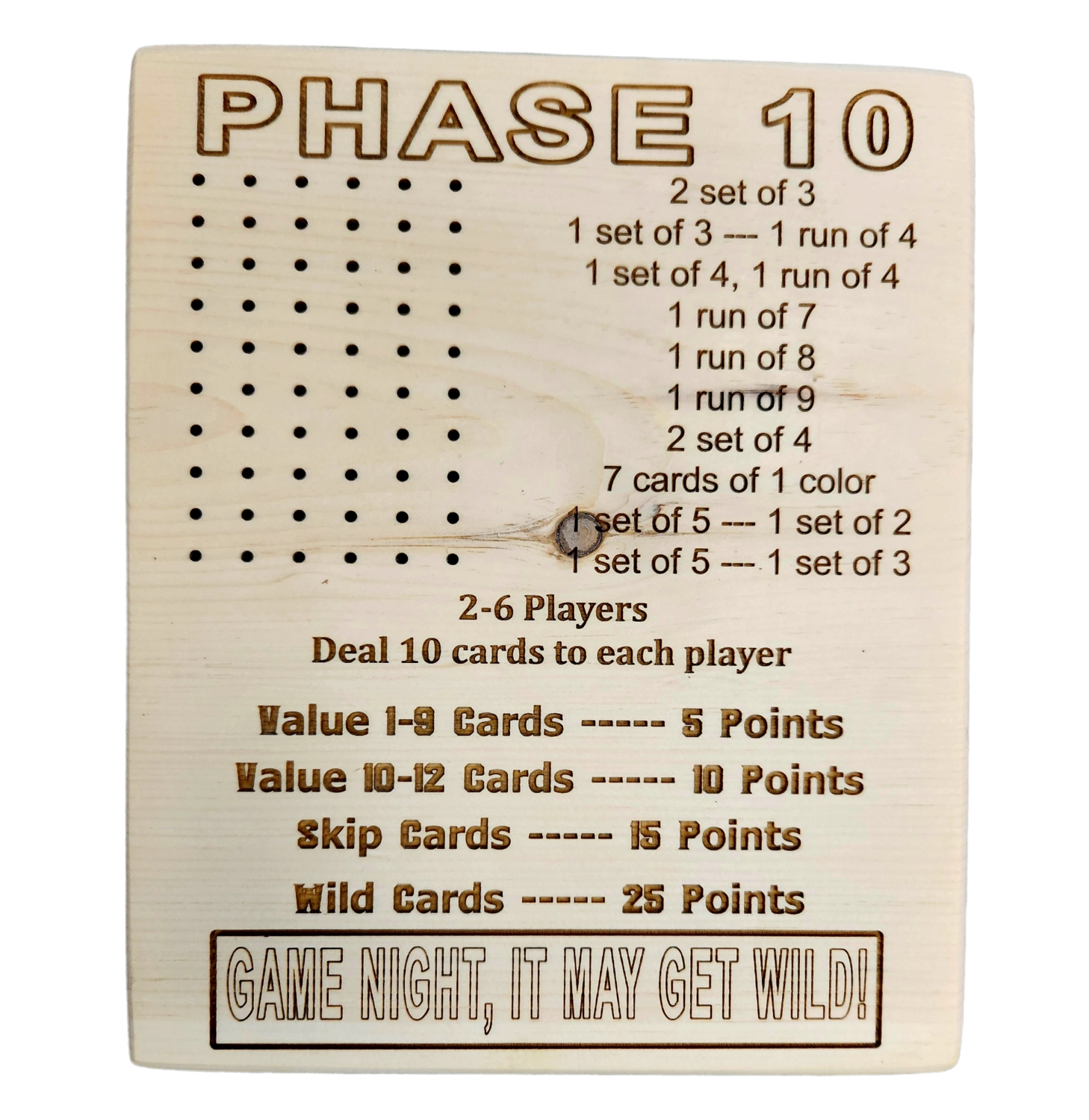 Phase 10 Board Clear Pine Game
