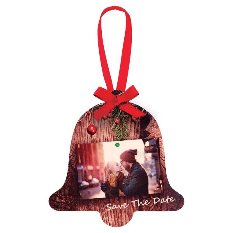 3.3&quot; x 3.3&quot; Gloss White Unisub Aluminum Bell Ornament, 2-sided