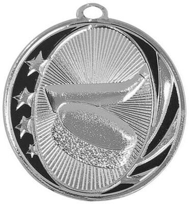 2" Bright Silver Hockey Laserable MidNite Star Medal