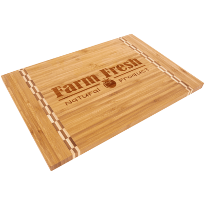 15" x 10 1/4" Bamboo Cutting Board with Butcher Block Inlay