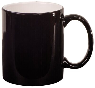 11 oz. Black Ceramic Round Lazer Mug