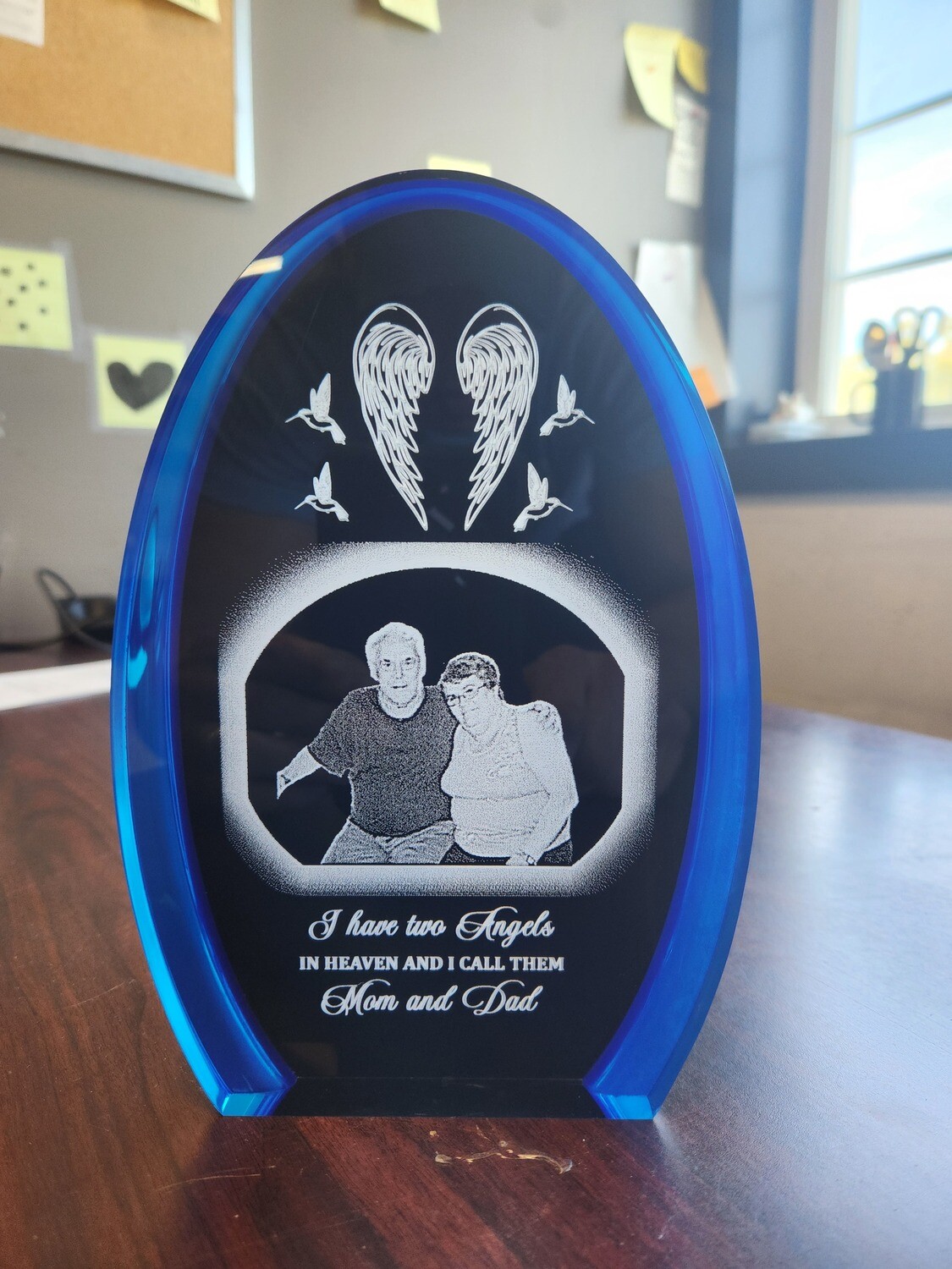 7&quot; Black/Blue Luminary Oval Acrylic