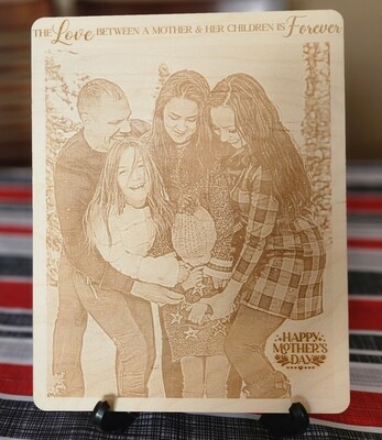 8"x10" Engraved Maple Portrait ~ Mother's Day