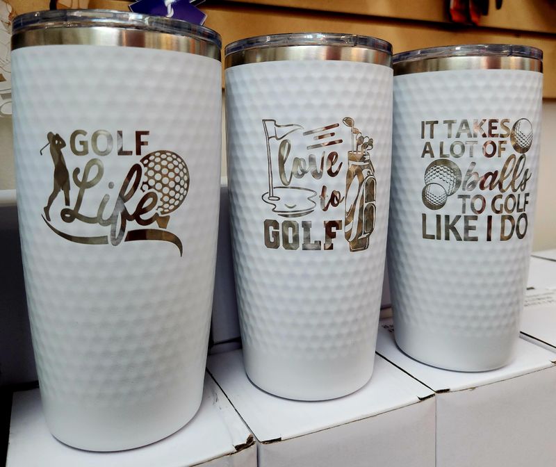 20oz White Golf Dimple Tumbler