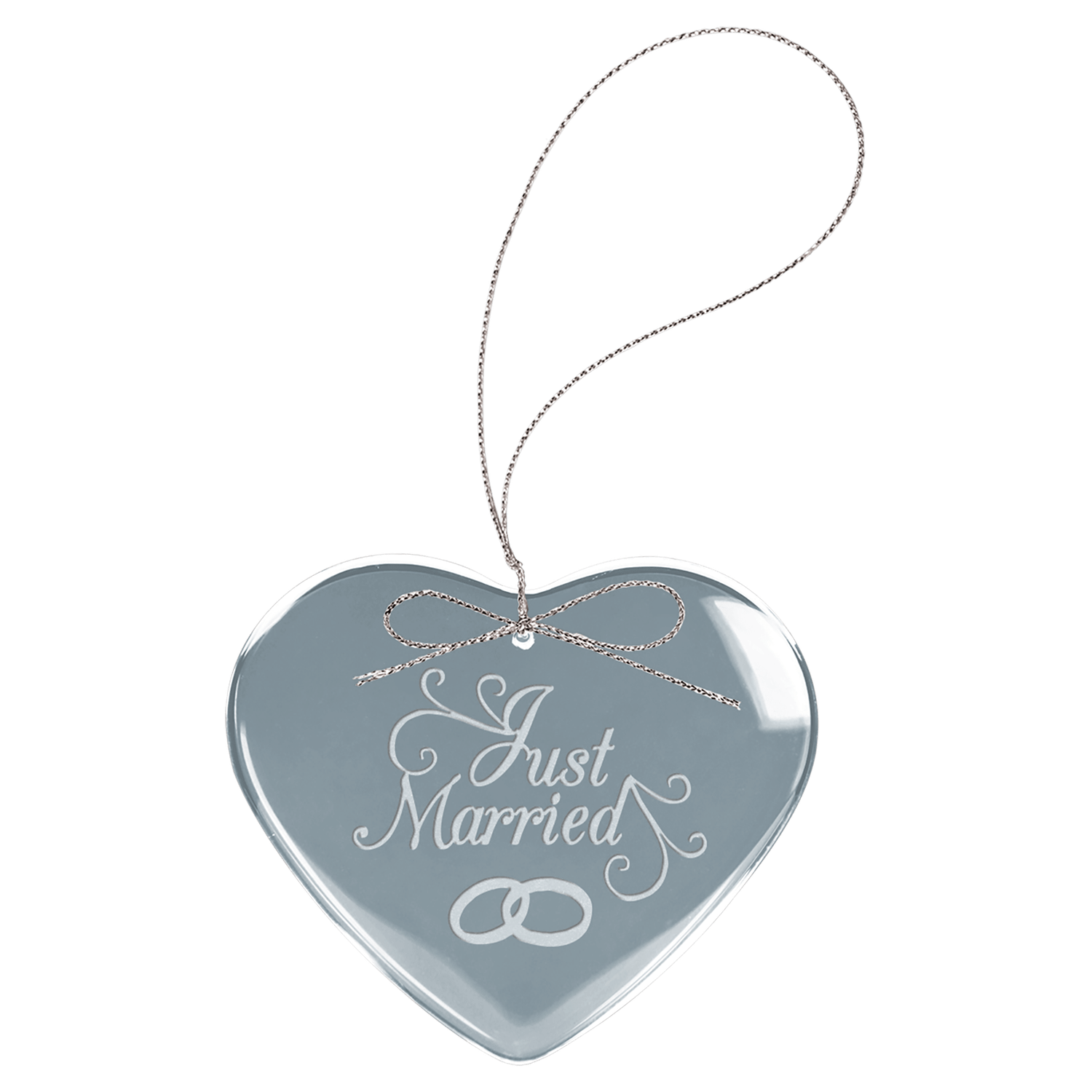 Clear Glass Ornaments with Silver String, Shape Selection: Heart