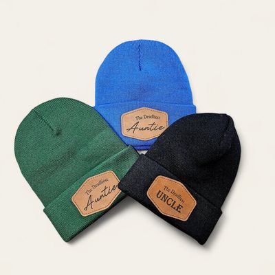 Beanie with Engraved Leather Patch