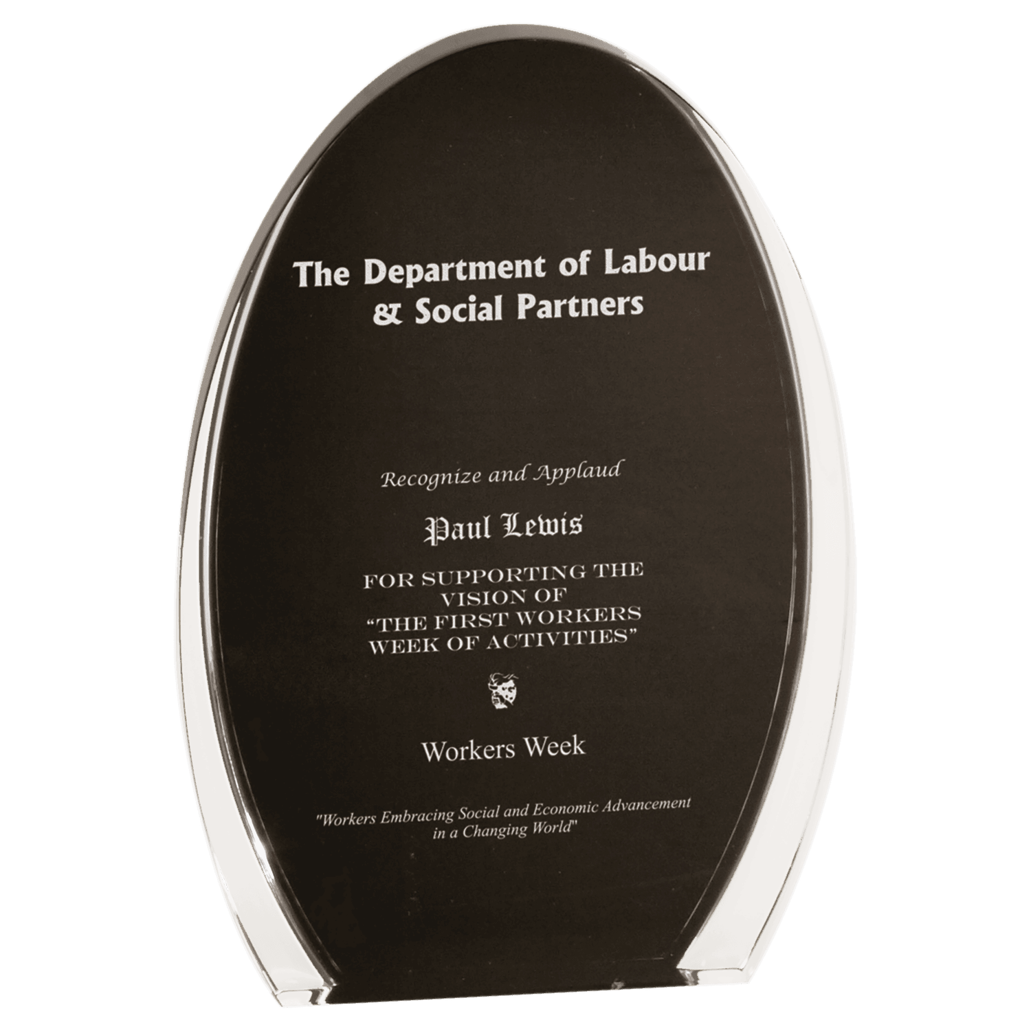 7&quot; Black/Clear Luminary Oval Acrylic