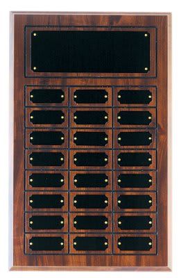 11 3/4&quot; x 18 3/4&quot; Cherry Finish Completed Perpetual Plaque with 24 Plates