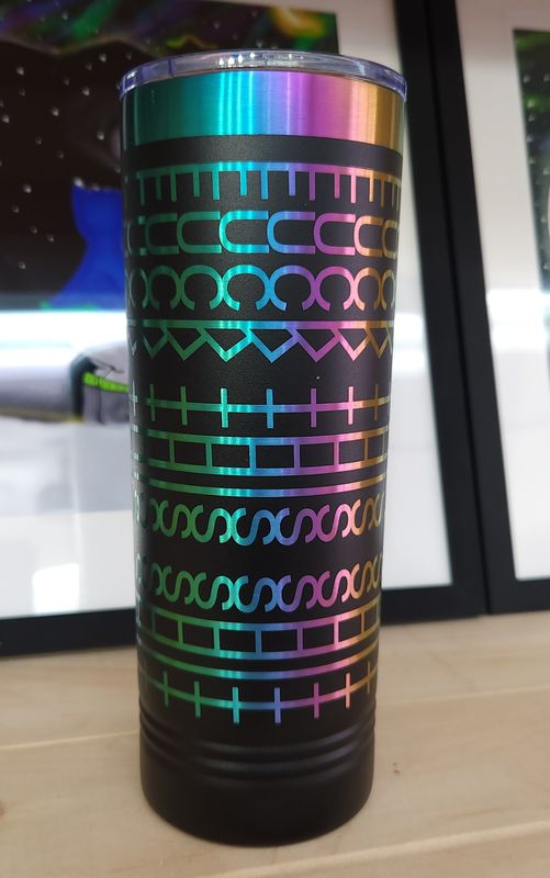 Polar Camel 22 oz. Black/Prism ION-Plated Skinny Tumbler with Slider Lid