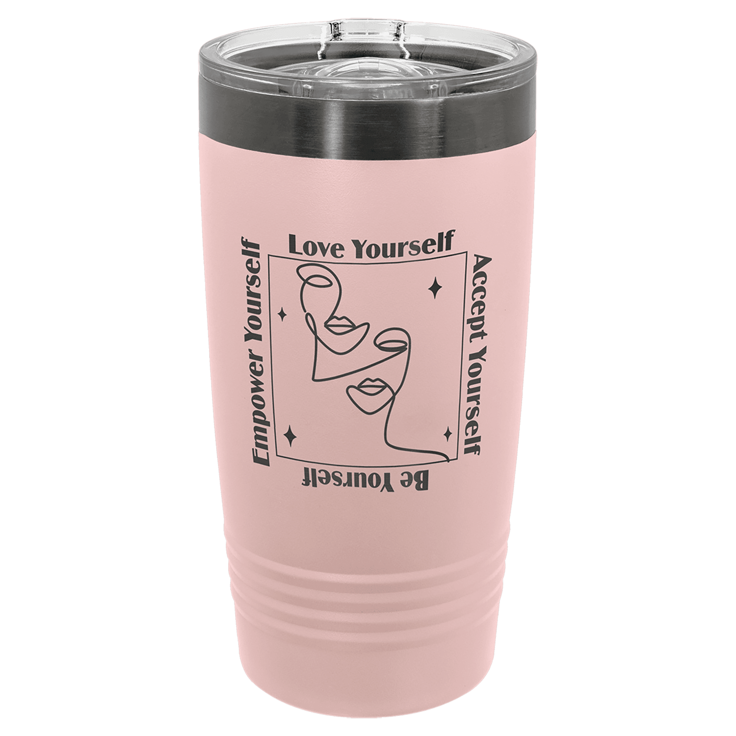 Polar Camel 20 oz. Blush/Ghost Black ION-Plated Ringneck Tumbler with Slider Lid