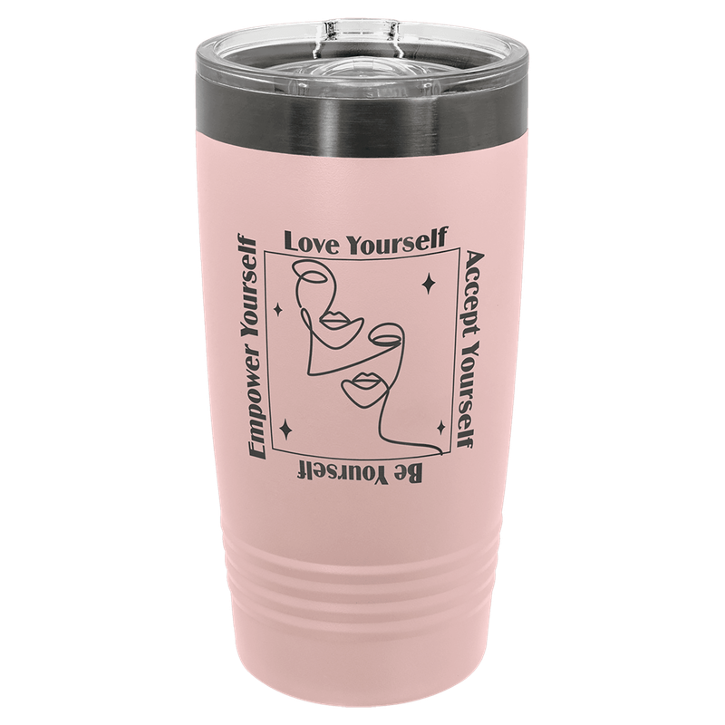 Polar Camel 20 oz. Blush/Ghost Black ION-Plated Ringneck Tumbler with Slider Lid