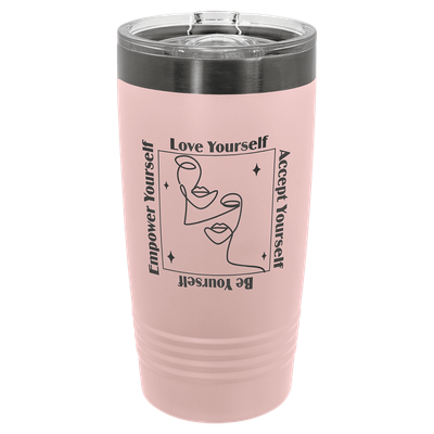 Polar Camel 20 oz. Blush/Ghost Black ION-Plated Ringneck Tumbler with Slider Lid