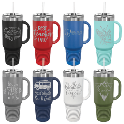 Polar Camel 40 oz. Travel Mug with Handle, Straw Included