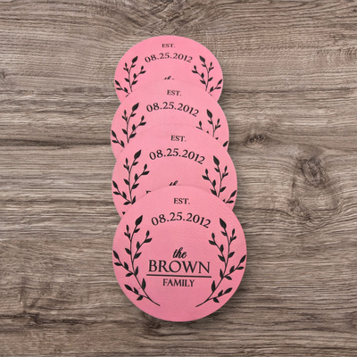 Leather &amp; Maple Wood Coaster Set