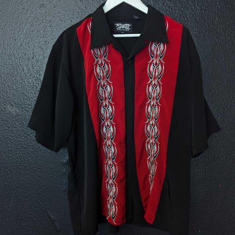 Y2K-style Embroidered Flame Button Up XL