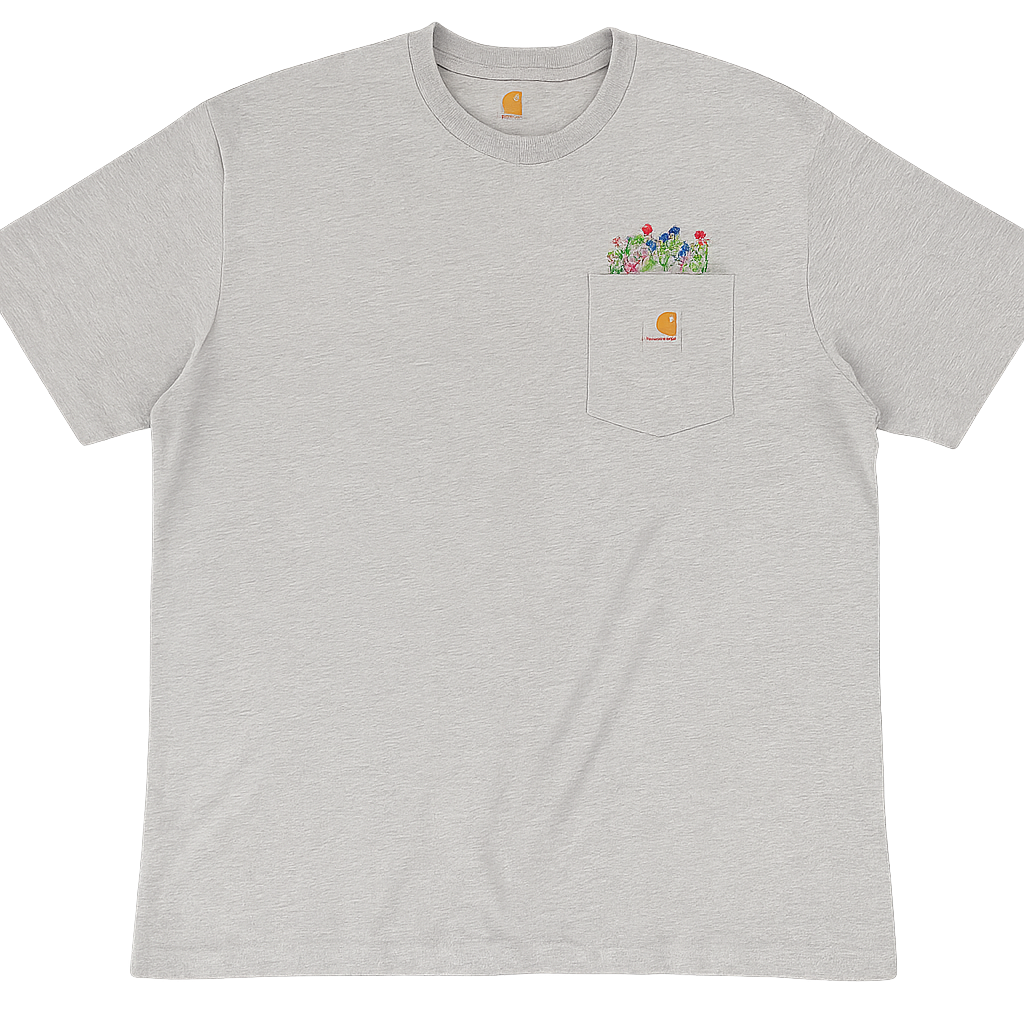 Embroidered Flowers On Pre-Owned Carhartt Pocket Tee