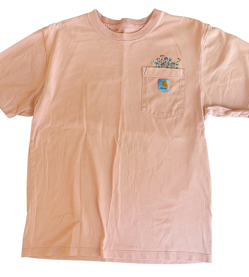 Embroidered Flowers On Pre-Owned Carhartt Pocket Tee