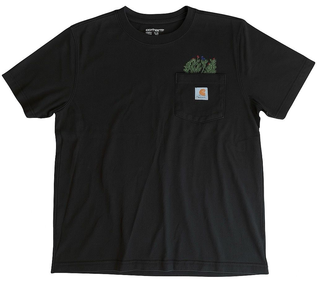 Embroidered Flowers On Pre-Owned Carhartt Pocket Tee