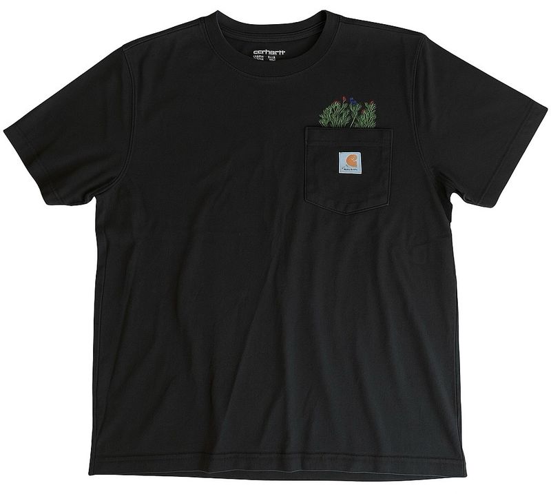 Embroidered Flowers On Pre-Owned Carhartt Pocket Tee