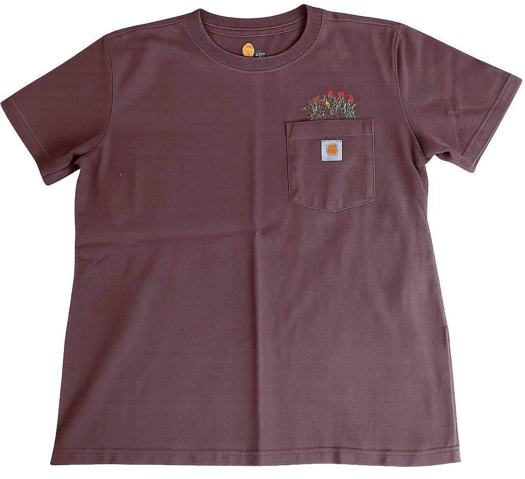 Embroidered Flowers On Pre-Owned Carhartt Pocket Tee