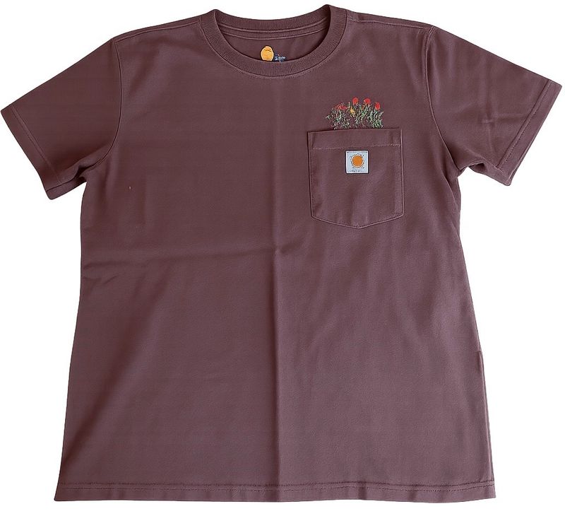 Embroidered Flowers On Pre-Owned Carhartt Pocket Tee