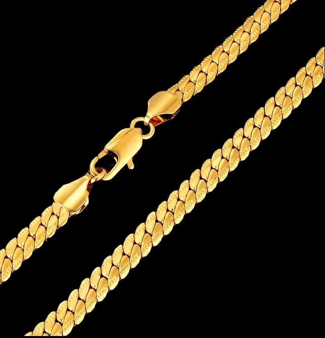 Gold Chain Necklace Gold Plated Gold Colored Stainless Steel Men&#39;s Gold Chain Fashion, 4MM, 7MM Gold Silver Chain