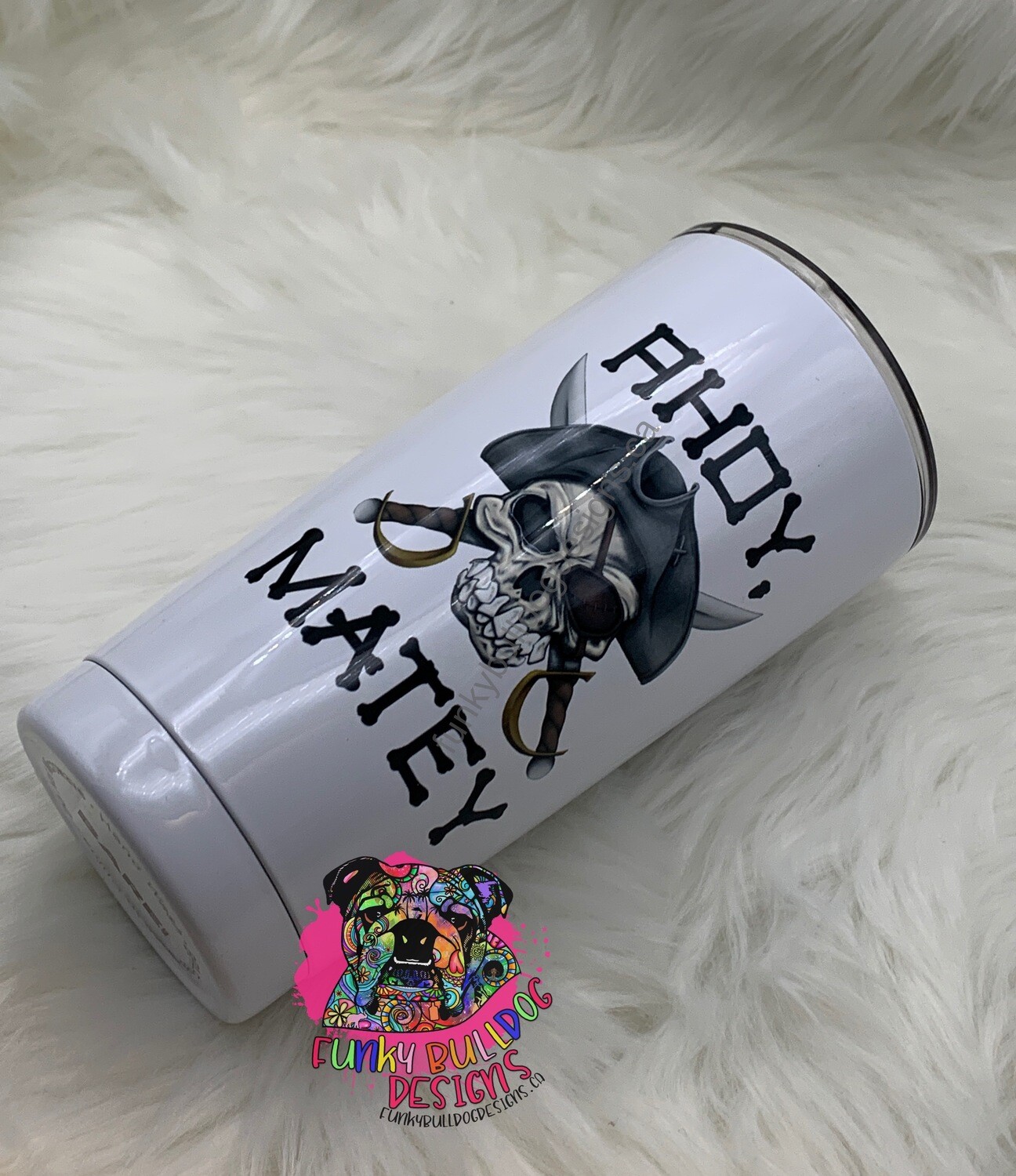 20oz Stainless Steel - Ahoy Matey - Pirate Camping Tumbler