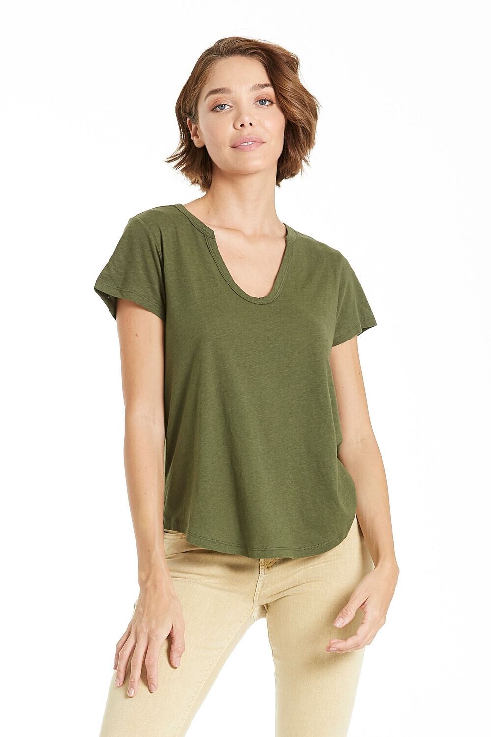 Another Love Chive Green  V-neck Shirt