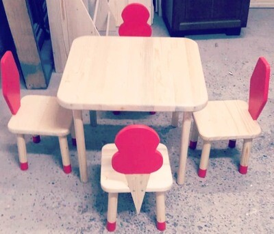 Wooden Ice Cream Table and Two Chair Set Wooden Ice Cream Table and Two Chair Set