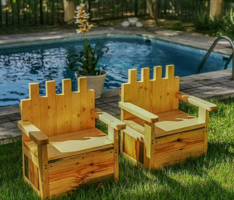 Outdoor Wooden Tudor Thrones - Set of two Outdoor Wooden Tudor Thrones - Set of two