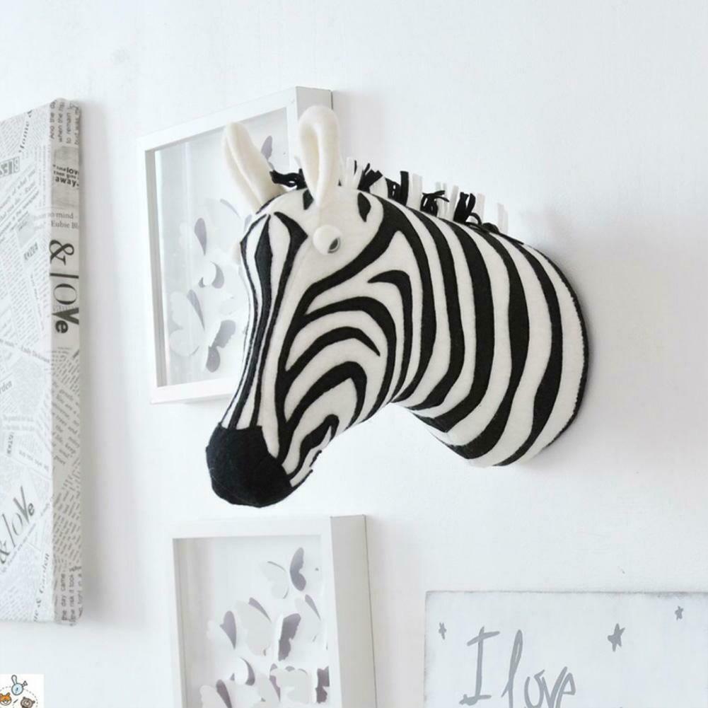 Stuffed Animal Head Wall Mount Zebra