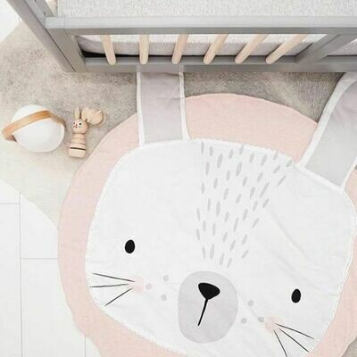 Round Play Mat for Baby Gym and Room Decor - Pink Rabbit Round Play Mat for Baby Gym and Room Decor - Pink Rabbit