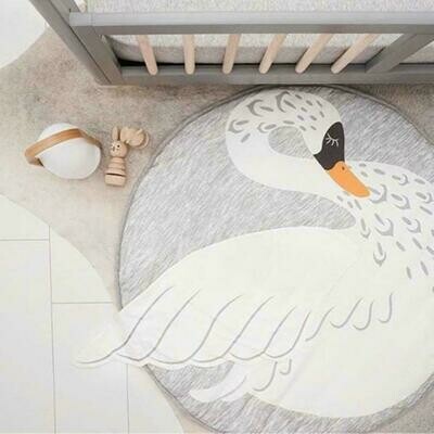 Round Play Mat for Baby Gym and Room Decor - Grey Swan Round Play Mat for Baby Gym and Room Decor - Grey Swan