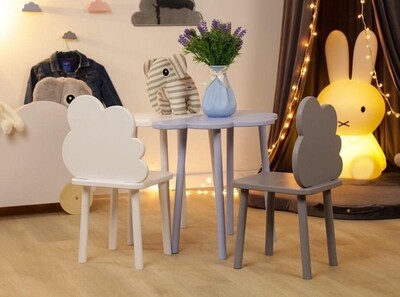 Wooden Cloud Table and Two Chair Set Wooden Cloud Table and Two Chair Set