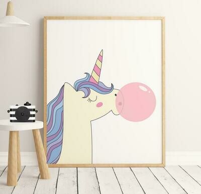 Unicorn Bubblegum Wall Art Print
