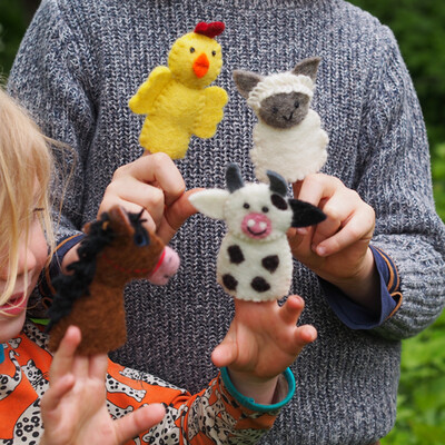 Felt Farm Animal Finger Puppets (4 Pieces)