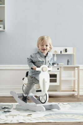 Wooden Rocking Scooter - White/Grey
