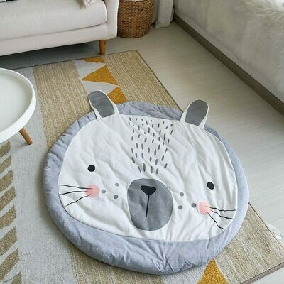 Round Play Mat for Baby Gym and Room Decor - Grey Rabbit Round Play Mat for Baby Gym and Room Decor - Grey Rabbit