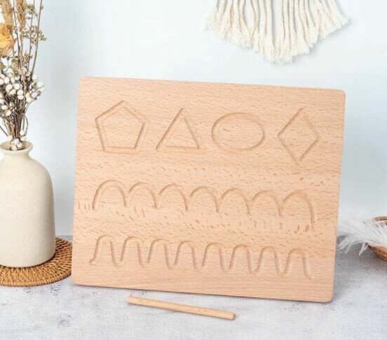 Wooden Preschool Groove Writing/Tracing Board - Shapes
