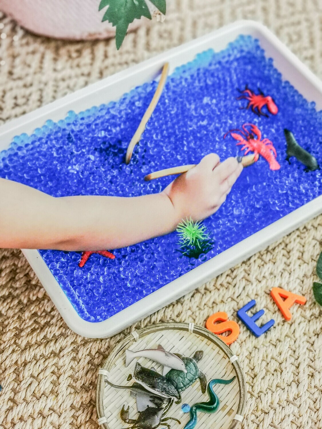 Ocean Water Beads Sensory Tray