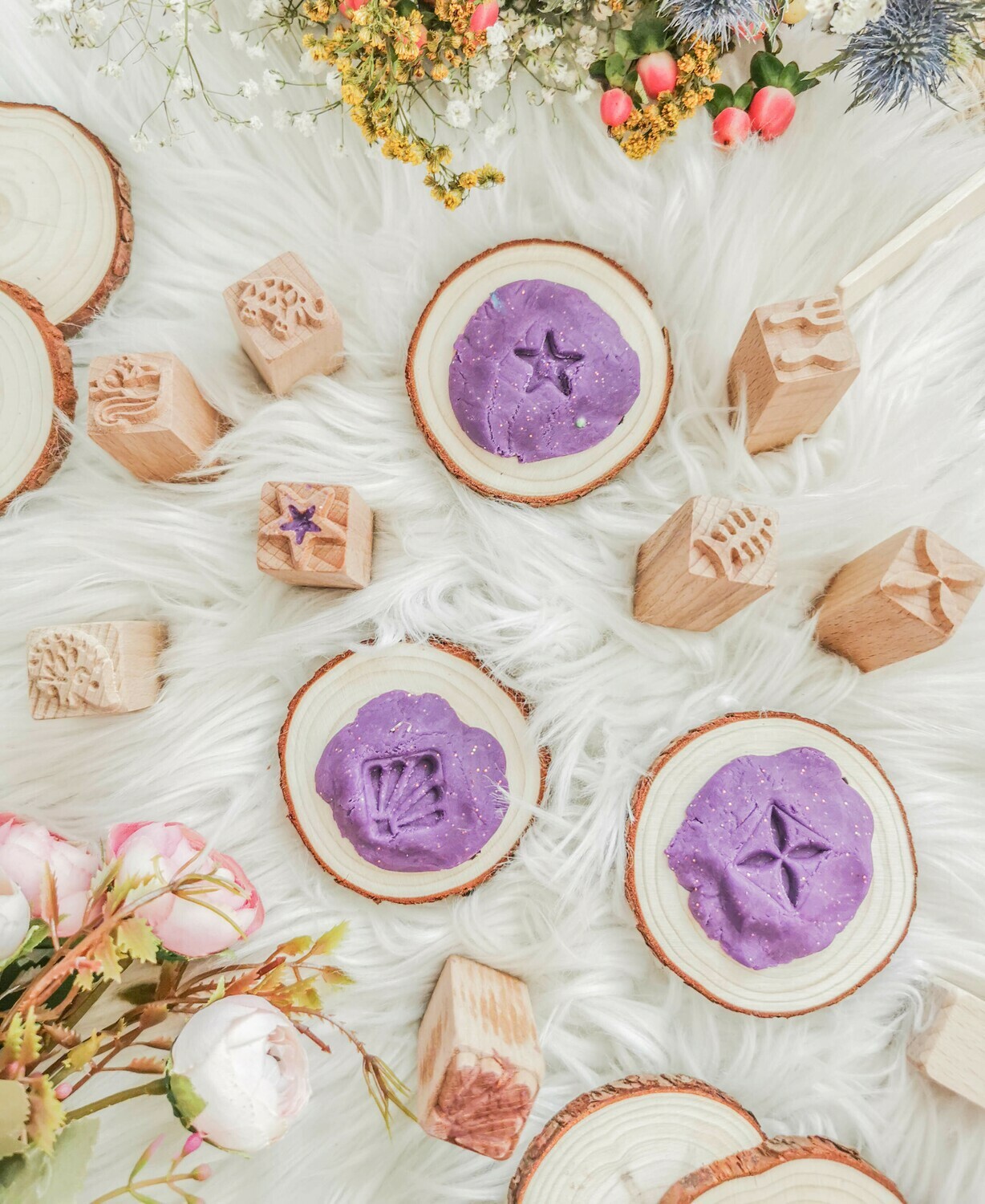 Hand Carved Wooden Stamps - Set of 9