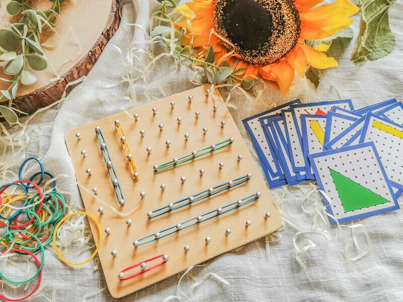 Wooden Geo Board with Cards