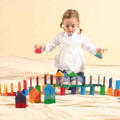 Wooden Building Shapes and Colors - 70 Piece Set