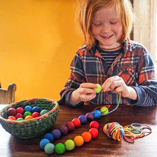 Threading Wooden Beads - Large Set of 36